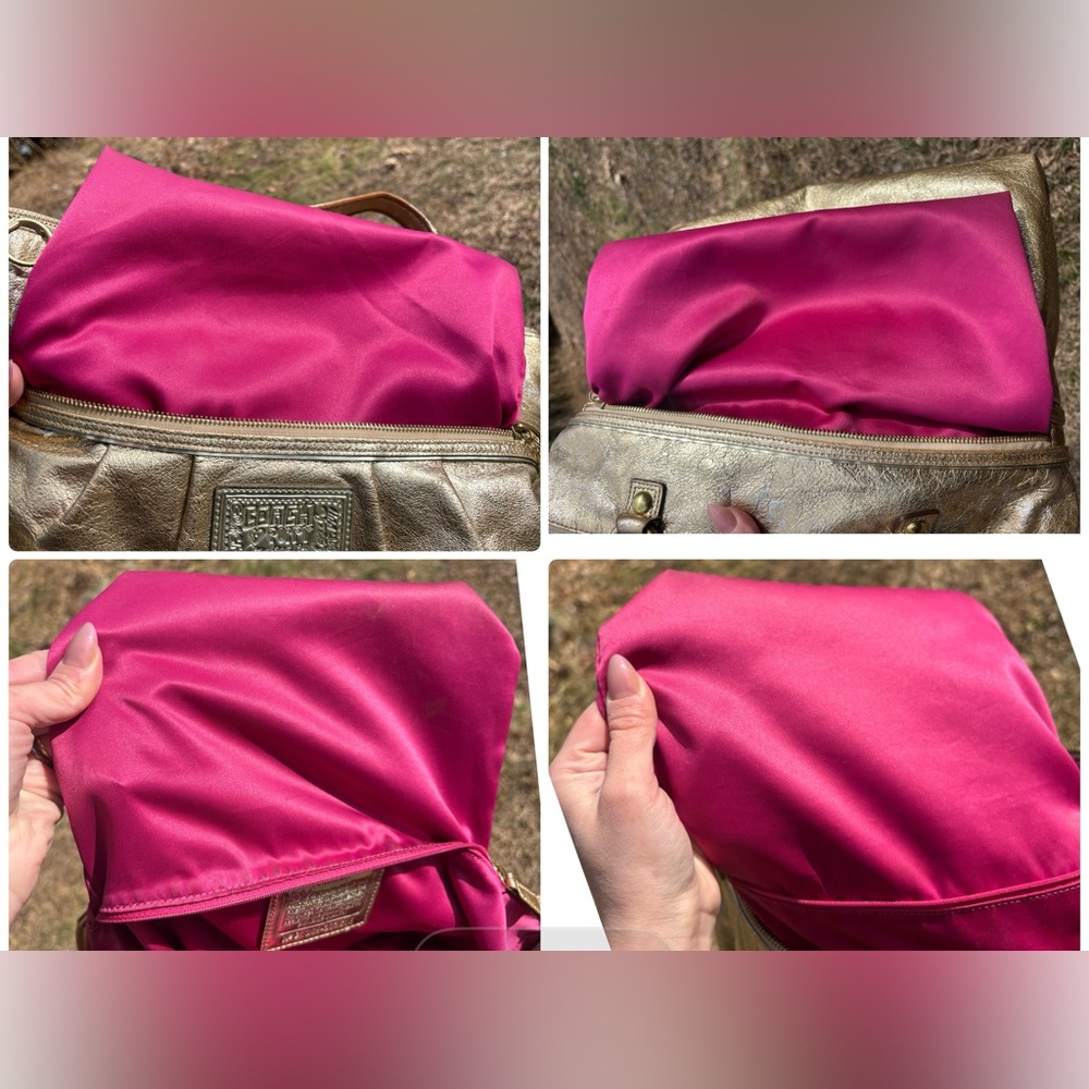 COACH Poppy Metallic Gold Shoulder Bag - Picture 9 of 17
